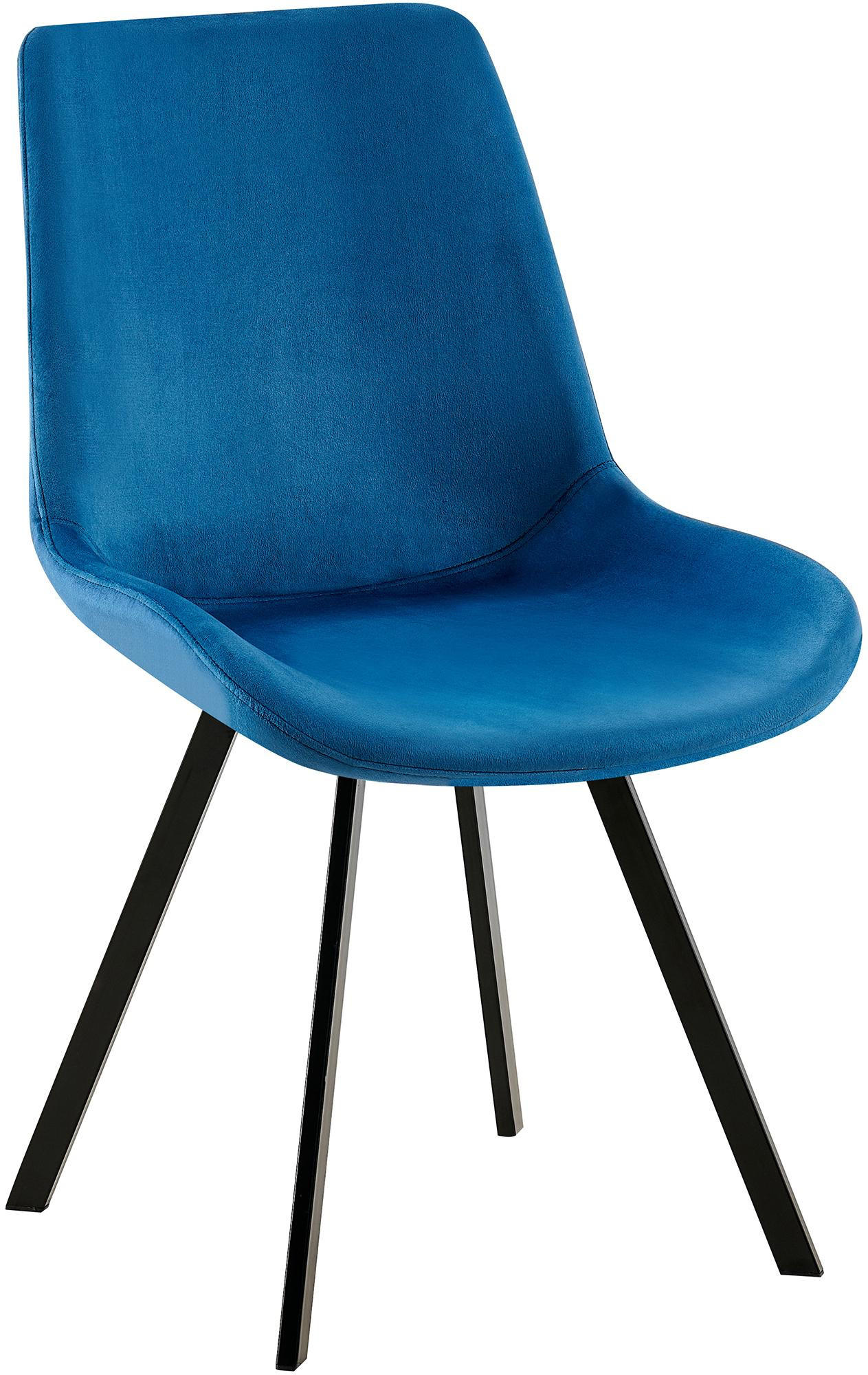 STUHL Samt dunkelblau - Schwarz/Dunkelblau, Textil/Metall (53/89/59cm) - CLP