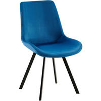 STUHL Samt dunkelblau - Schwarz/Dunkelblau, Textil/Metall (53/89/59cm) - CLP