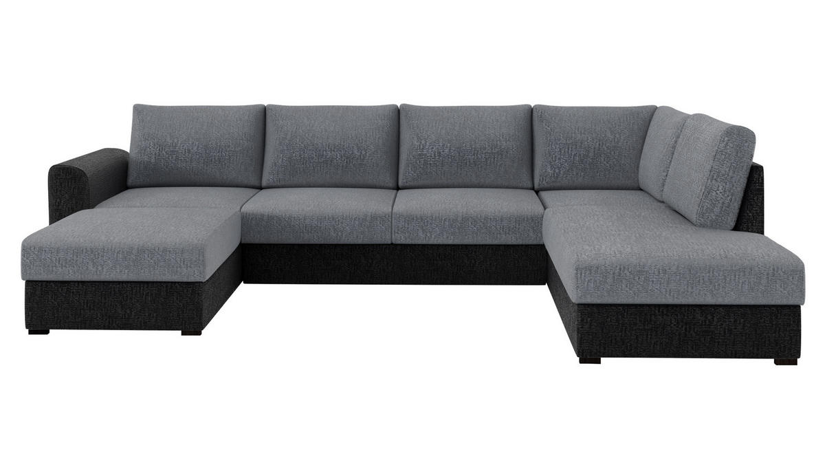 WOHNLANDSCHAFT Wilma Premium, Seite: Rechts - Greige/Schwarz, Holz/Textil (305/85/188cm) - MIRJAN24