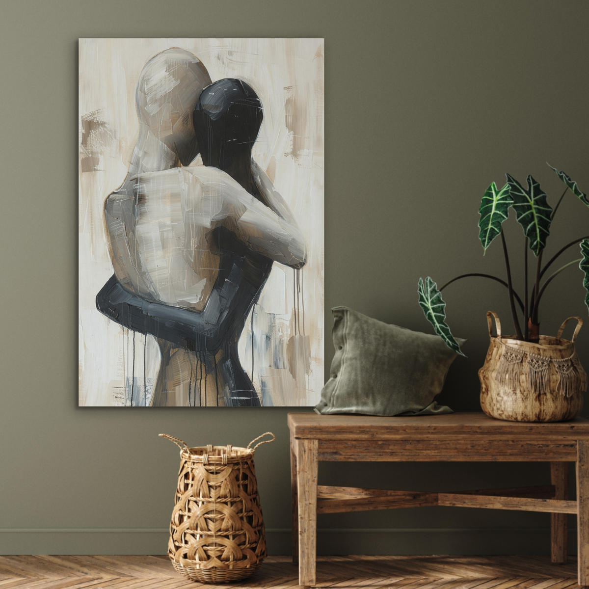 AKUSTIKPANEEL Abstrakt - Liebe - Schwarz und weiß - Modern 70x100 cm - Schwarz, Textil (70/0.9/100cm) - MuchoWow