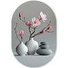 WANDBILD Magnolie - Blumen - Rosa - Zen-Steine 80x120 cm - Hellgrau, Kunststoff (80/120cm) - MuchoWow