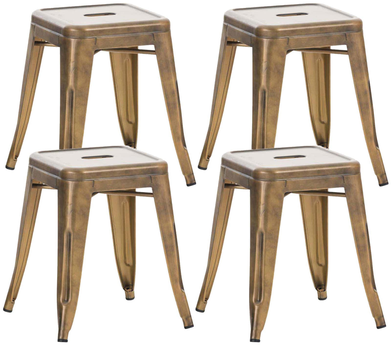 HOCKER Fulda 4er Set 40x40x46cm Metall Gold Küchenhocker - Goldfarben, Metall (40/46/40cm) - DELUKE