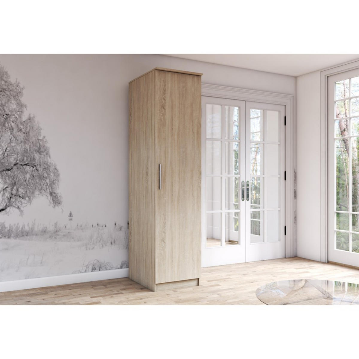 DREHTÜRENSCHRANK - RUTH 1D SONOMA - Sonoma Eiche, Holzwerkstoff/Metall (50/210/64cm) - Möblo