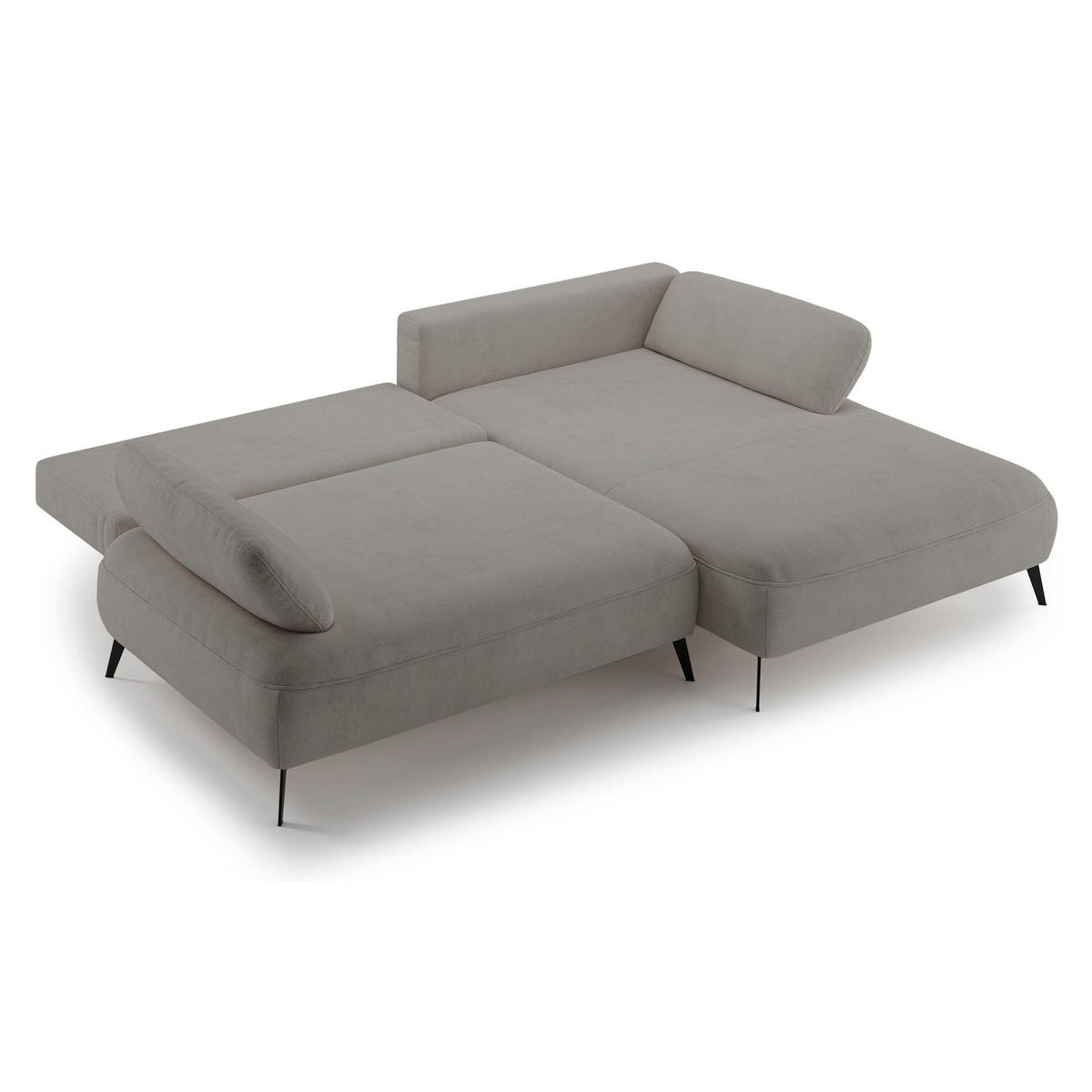 ECKSOFA Avolla Graubeige rechts - Taupe/Schwarz, Textil/Metall (186/284cm) - Selsey