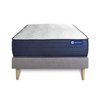 BETT Actimemo life Memory-Schaum 90 x 190 cm h4 - Kit Bettgestell Grau - Beige/Grau, Karton/Holz (90/190cm) - ACTISOM