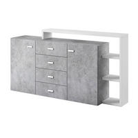 SIDEBOARD Ilyes Weiß und Beton - Weiß, Holzwerkstoff (180/98/37cm) - Petits-meubles
