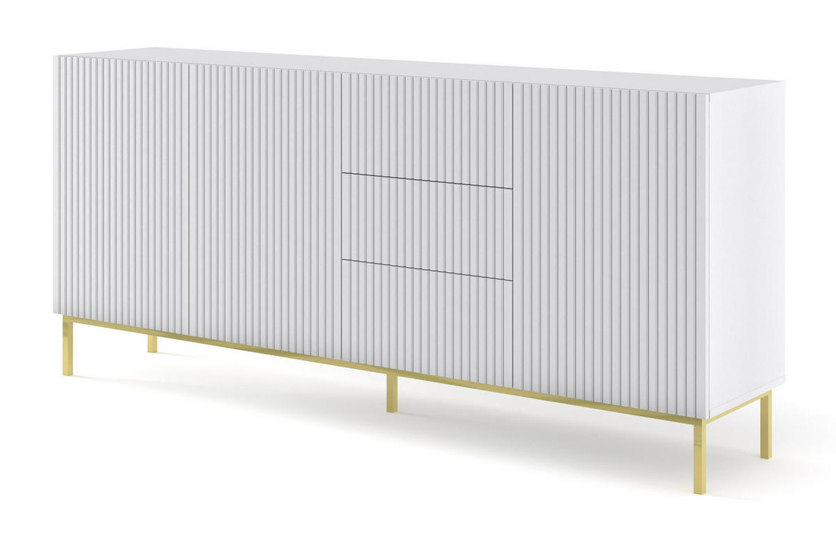 SIDEBOARD WEIß - Goldfarben/Weiß, Holzwerkstoff (200/89/42cm) - FURNLUX
