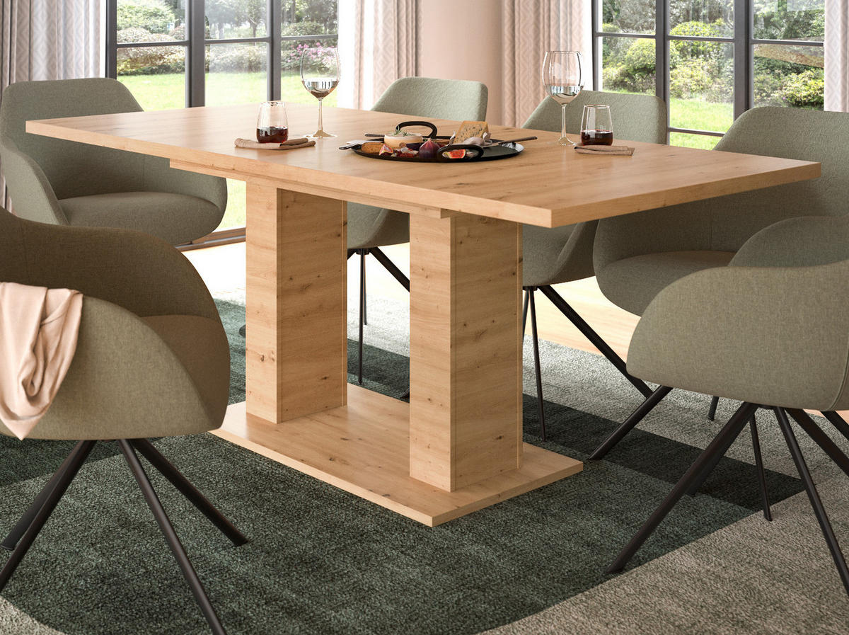 ESSTISCH Eiche Artisan, Küchentisch ausziehbar 150 - 190 cm - Eiche Artisan, Holzwerkstoff/Metall (150/90/76cm) - Inn.Furn