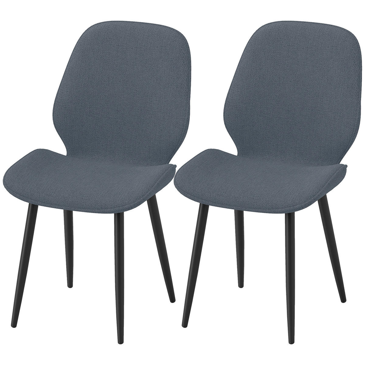 ESSZIMMERSTÜHLE 2er-Set DE-13268 geschwungene Rückenlehne Grau - Grau, Metall (56/86/46cm) - ComfortXL
