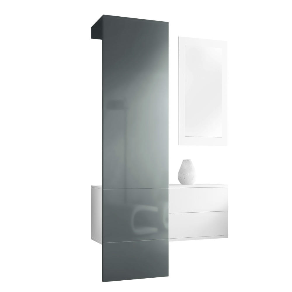 GARDEROBE Carlton Paneel in Grau Hochglanz - Grau, Holzwerkstoff (105/193/35cm) - Vladon