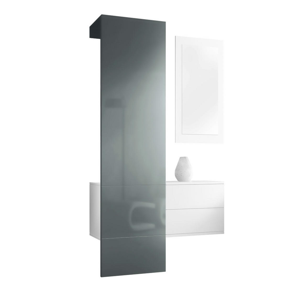 GARDEROBE Carlton Paneel in Grau Hochglanz - Grau, Holzwerkstoff (105/193/35cm) - Vladon