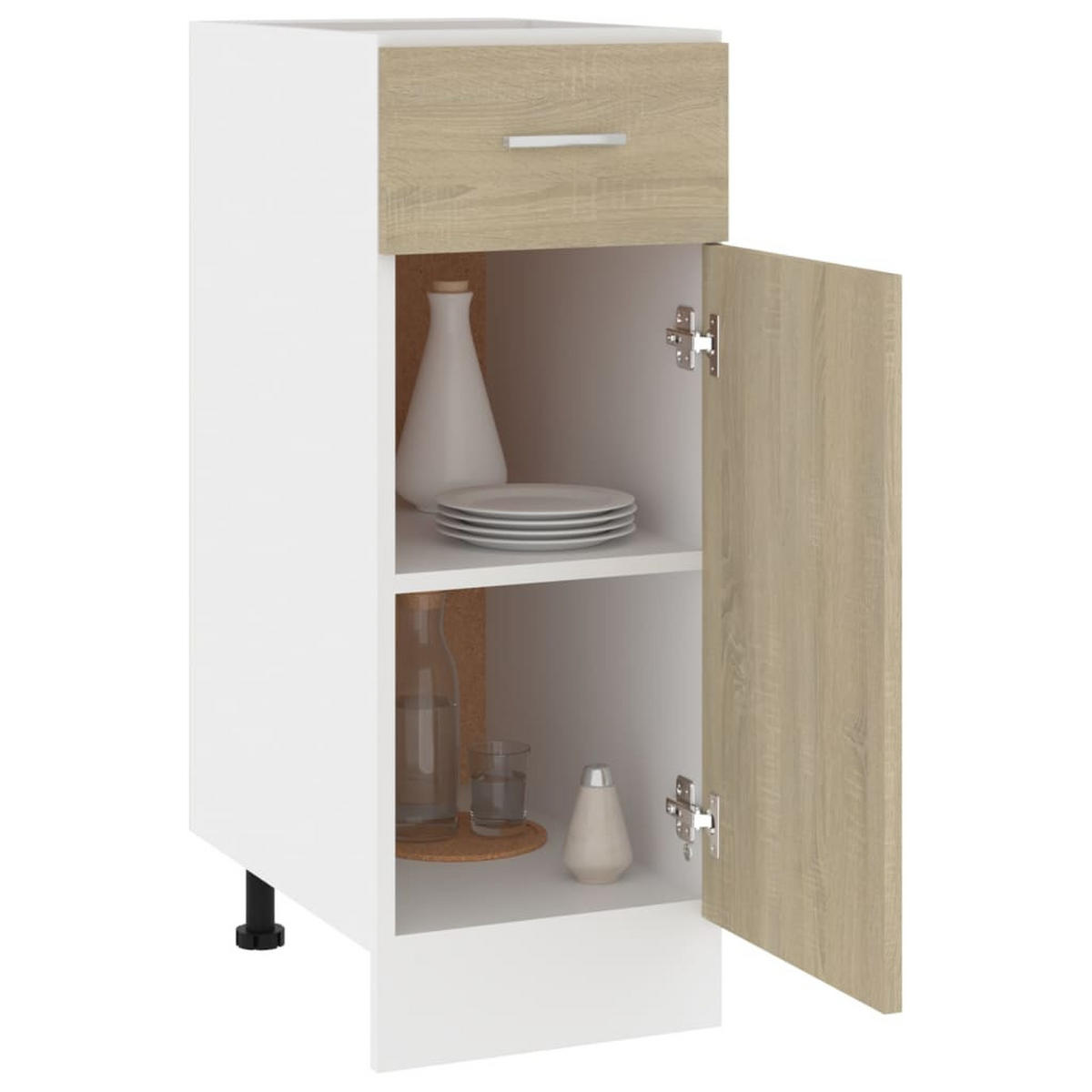 KÜCHENUNTERSCHRANK Lyon mit 1 Tür, 1 Schublade 30/46/81,5 cm aus Holzwerkstoff Sonoma-Eiche Dekor - Grau/Sonoma Eiche, Holz/Metall (30/81.5/46cm) - vidaXL