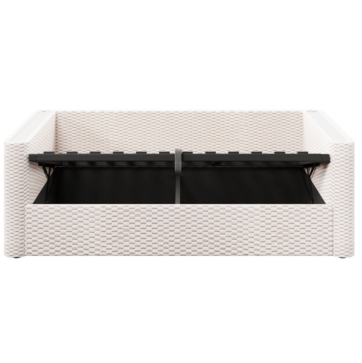 TAGESBETT aus Samt und MDF 90x200 cm Beige mit hydraulischem Stauraum und LED-Beleuchtung - Beige, Textil (90/200cm) - IVMEU