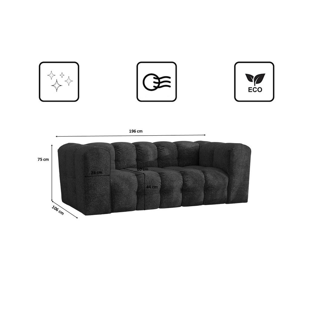 Thumbnail - Kaiser Möbel Sofa, Graphit, Holz, 196x75x106 cm, Wohnzimmer, Sofas & Couches, Sofas, 2-Sitzer Sofas