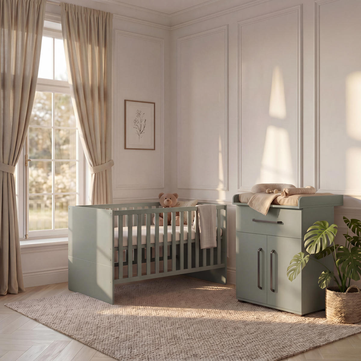 BABYBETT Essentials Premium Schilfgrün - Grün, Holz/Holzwerkstoff (70/140cm) - arthur berndt