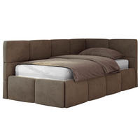 JUGENDBETT ARVO 90/200 - Braun Velvet - ohne Matratze - Rechts Seite - Braun, Textil (200/90cm) - MKS