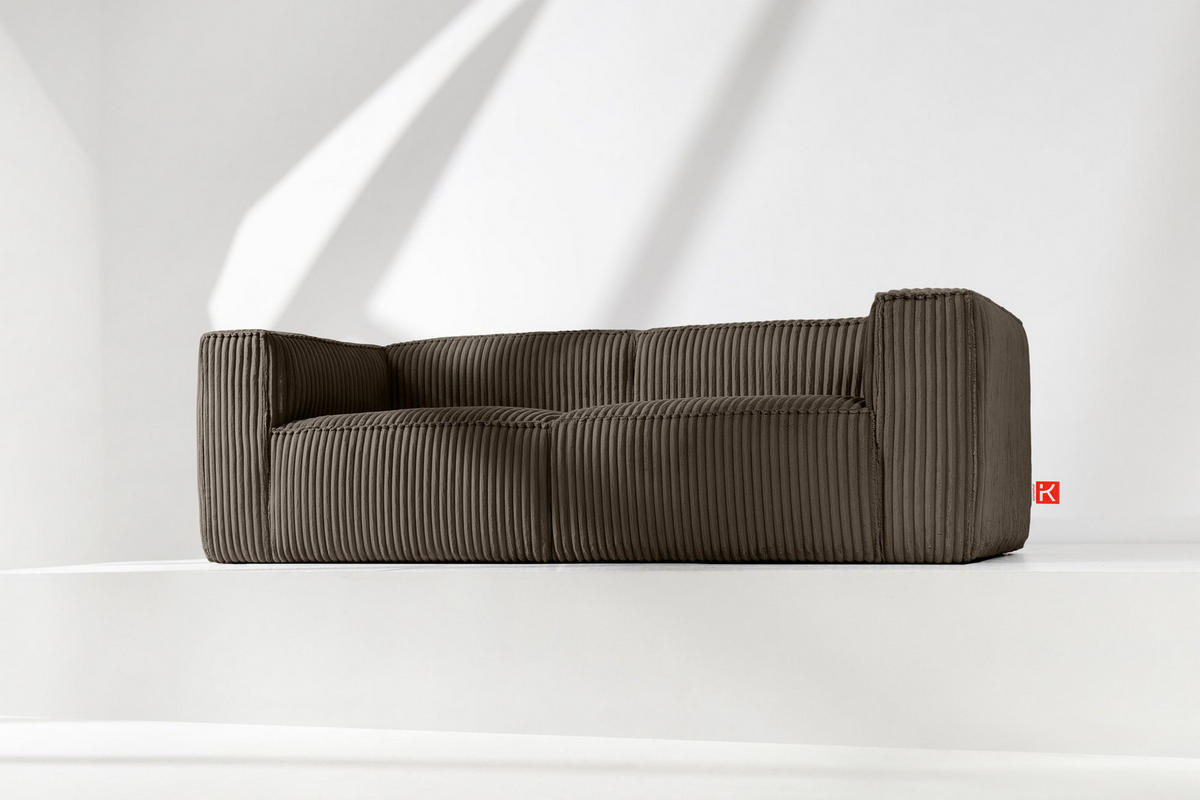 3-SITZER-SOFA FEROX Modern, Cord-Stoff, braun - Braun, Textil (246/73/96cm) - KONSIMO®