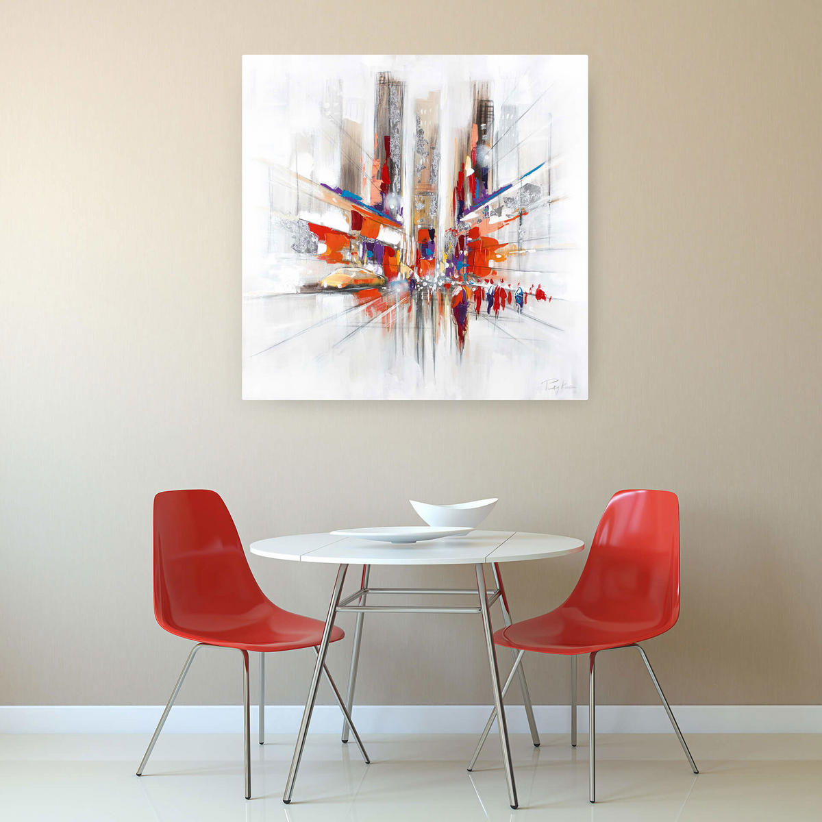 ÖLGEMÄLDE 80/80 cm - Silberfarben, Holz/Textil (1.6/80cm) - KUNSTLOFT