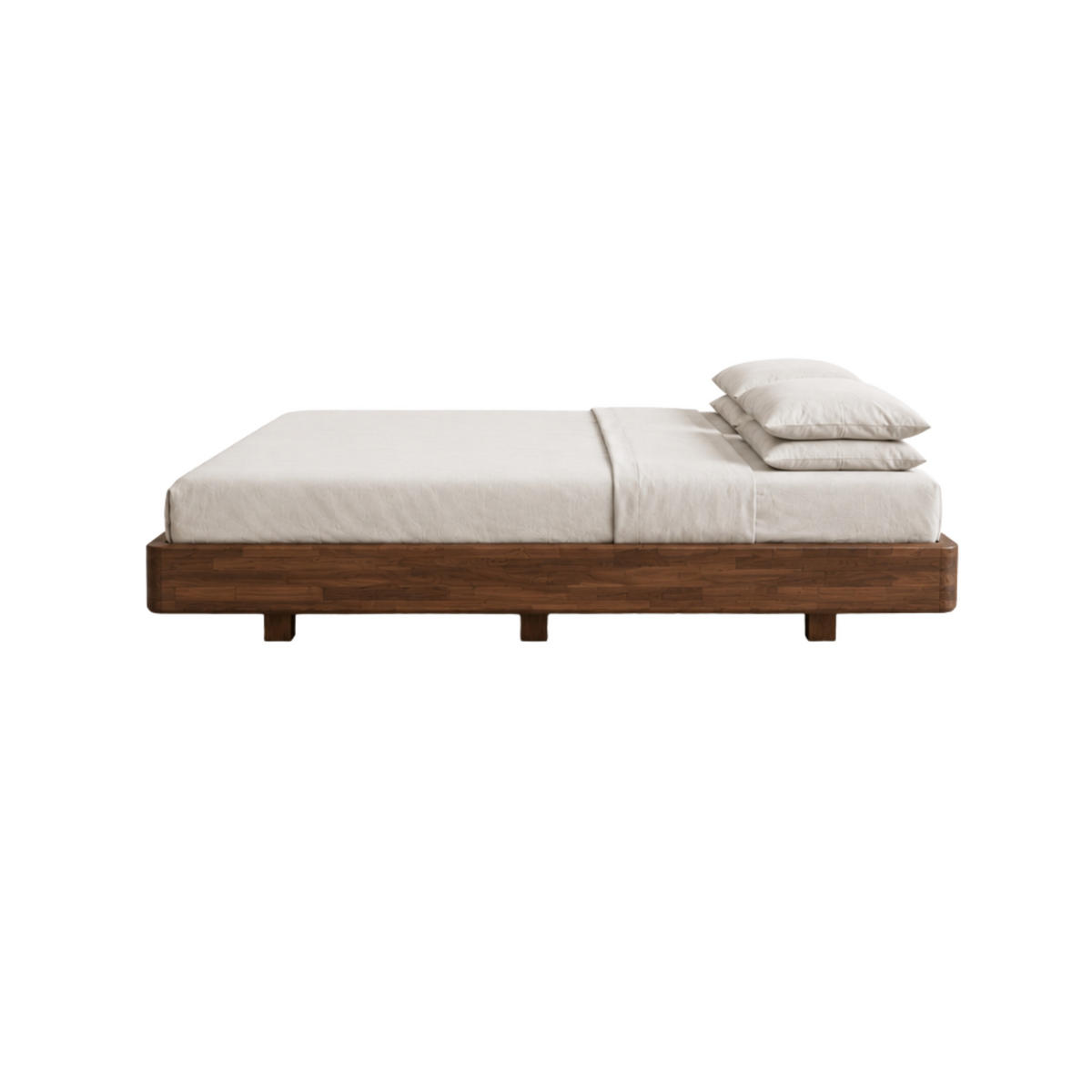 MASSIVHOLZBETT Lena Flat, 140/200, Buche - lackiert, Nussbaumfarbe - Walnussfarben, Holz/Buchenholz (140/200cm) - Visby