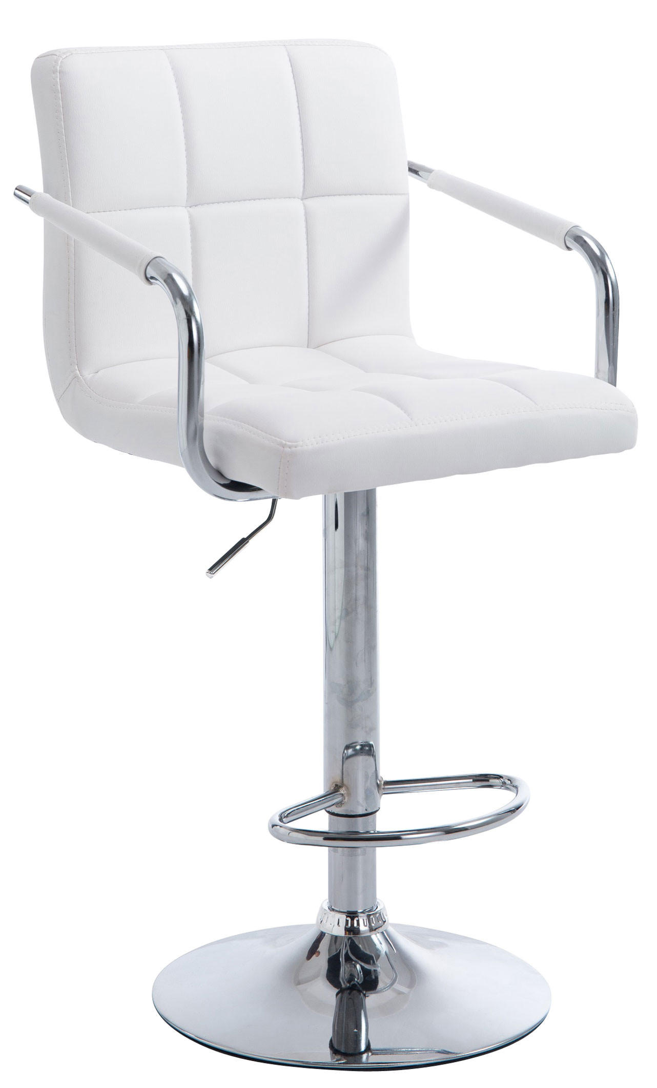 BARHOCKER Lederlook weiß - Chromfarben/Weiß, Textil/Metall (54/91/46cm) - CLP