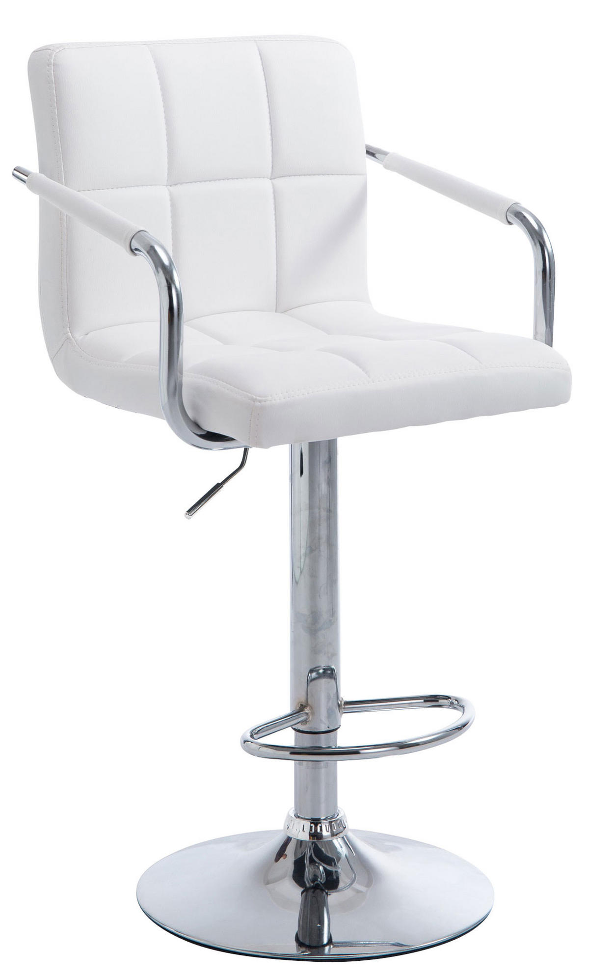 BARHOCKER Lederlook weiß - Chromfarben/Weiß, Textil/Metall (54/91/46cm) - CLP