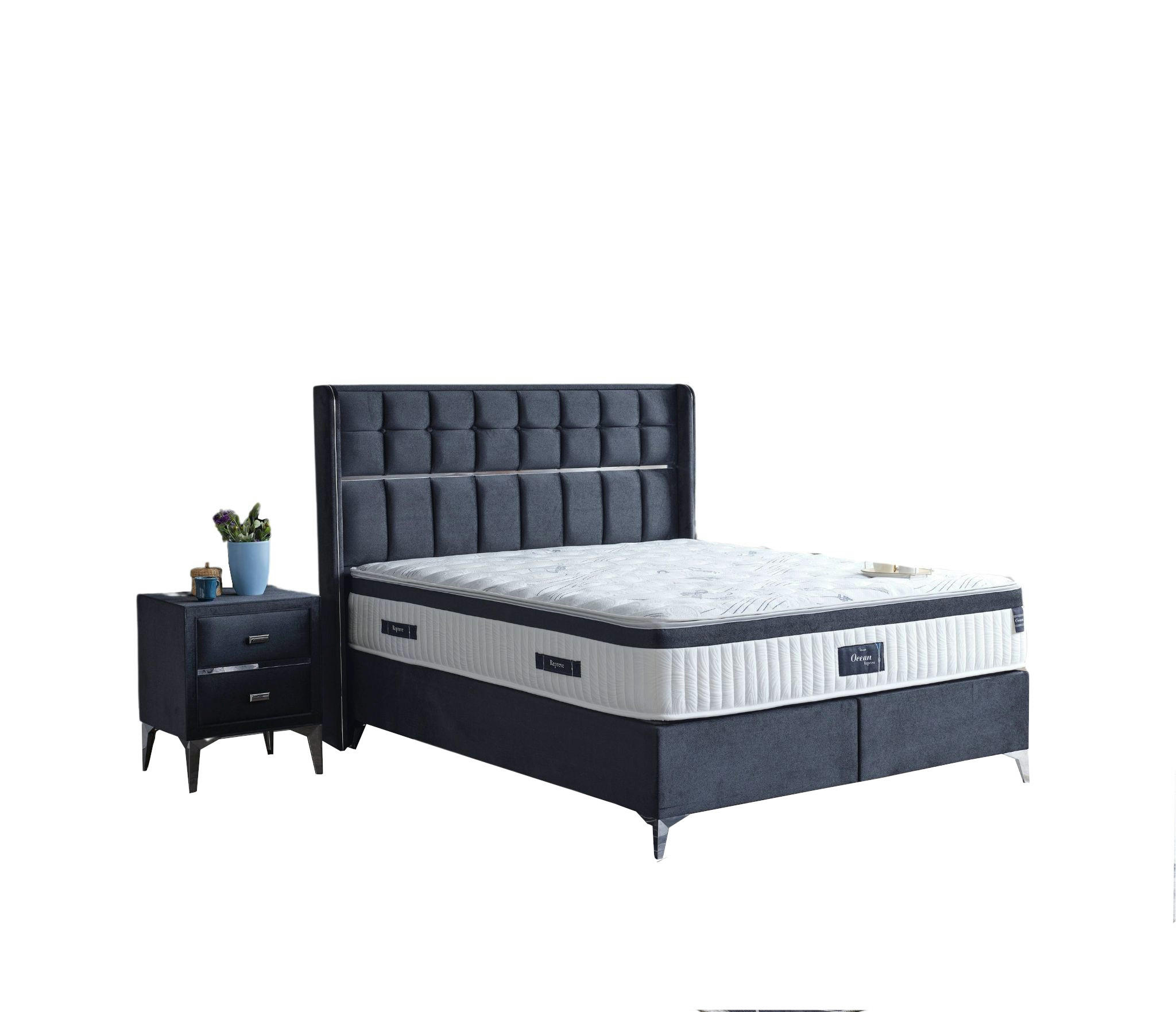 POLSTERBETT-SET Ocean 160x200 Anthrazit - Bett inkl. Matratze - Anthrazit, Metall (160/200cm) - Villa Möbel