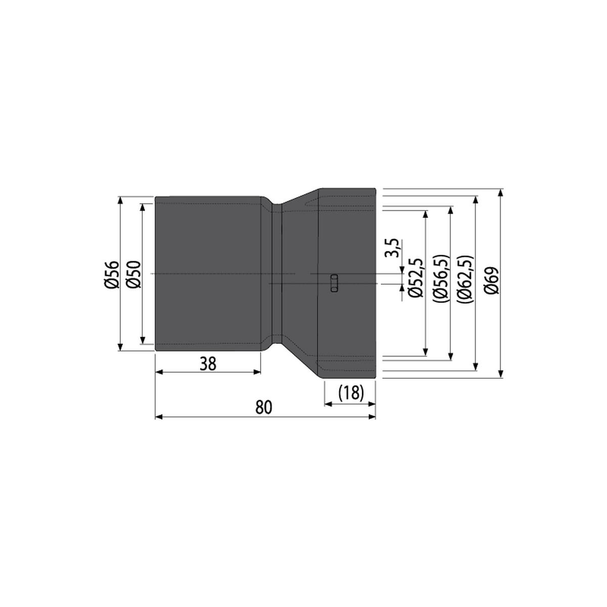 ANSCHLUSSSTÜCK seitlich DN50 für Entwässerungsrinne - Schwarz, Metall (7/7/8cm) - Alcadrain