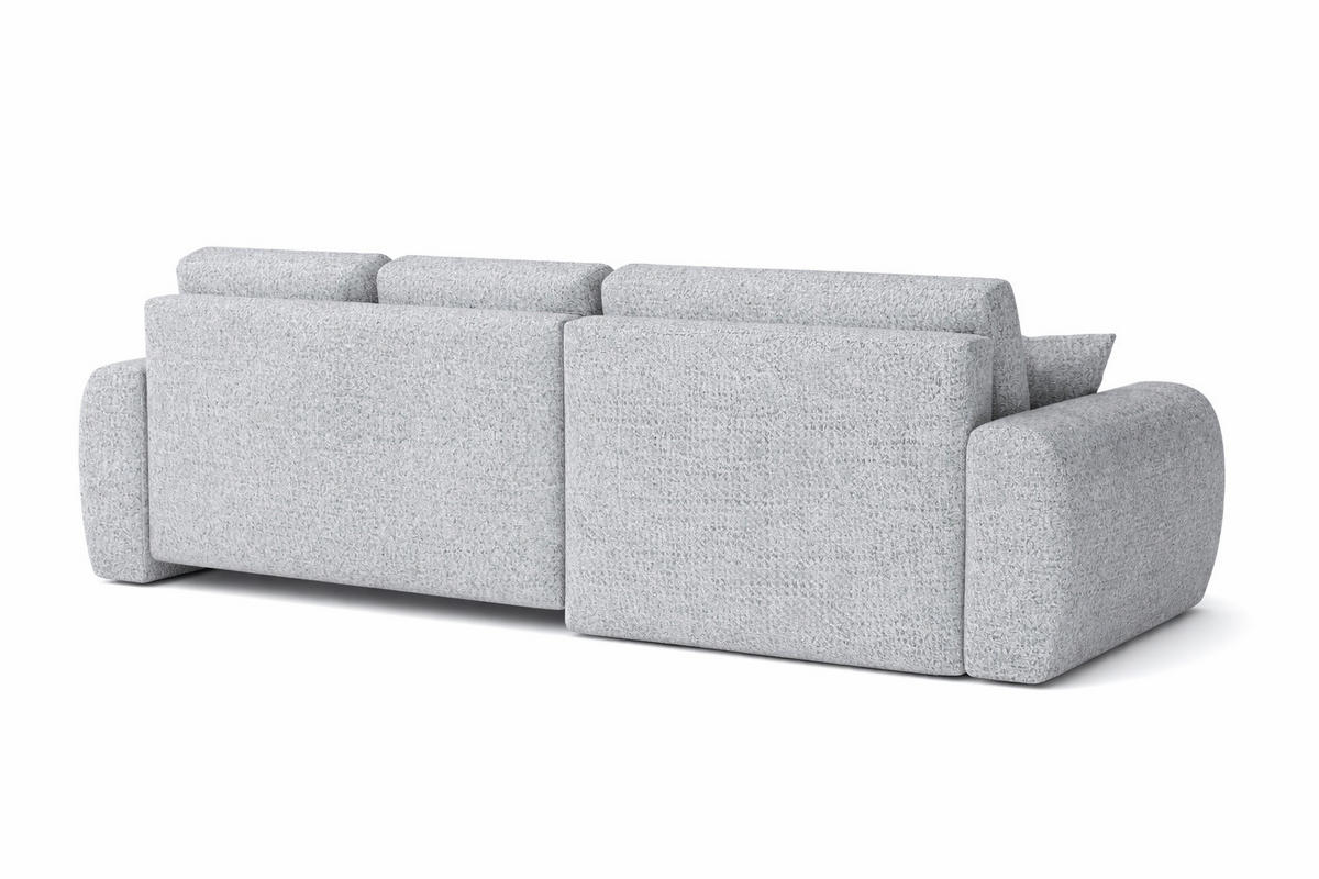 ECKSOFA Mit Schlaffunktion Und Bettkasten L-Form Ivo L, Chenille-Stoff Artico, Cement, Rechts - Hellgrau, Holz (250/142cm) - Kaiser Möbel