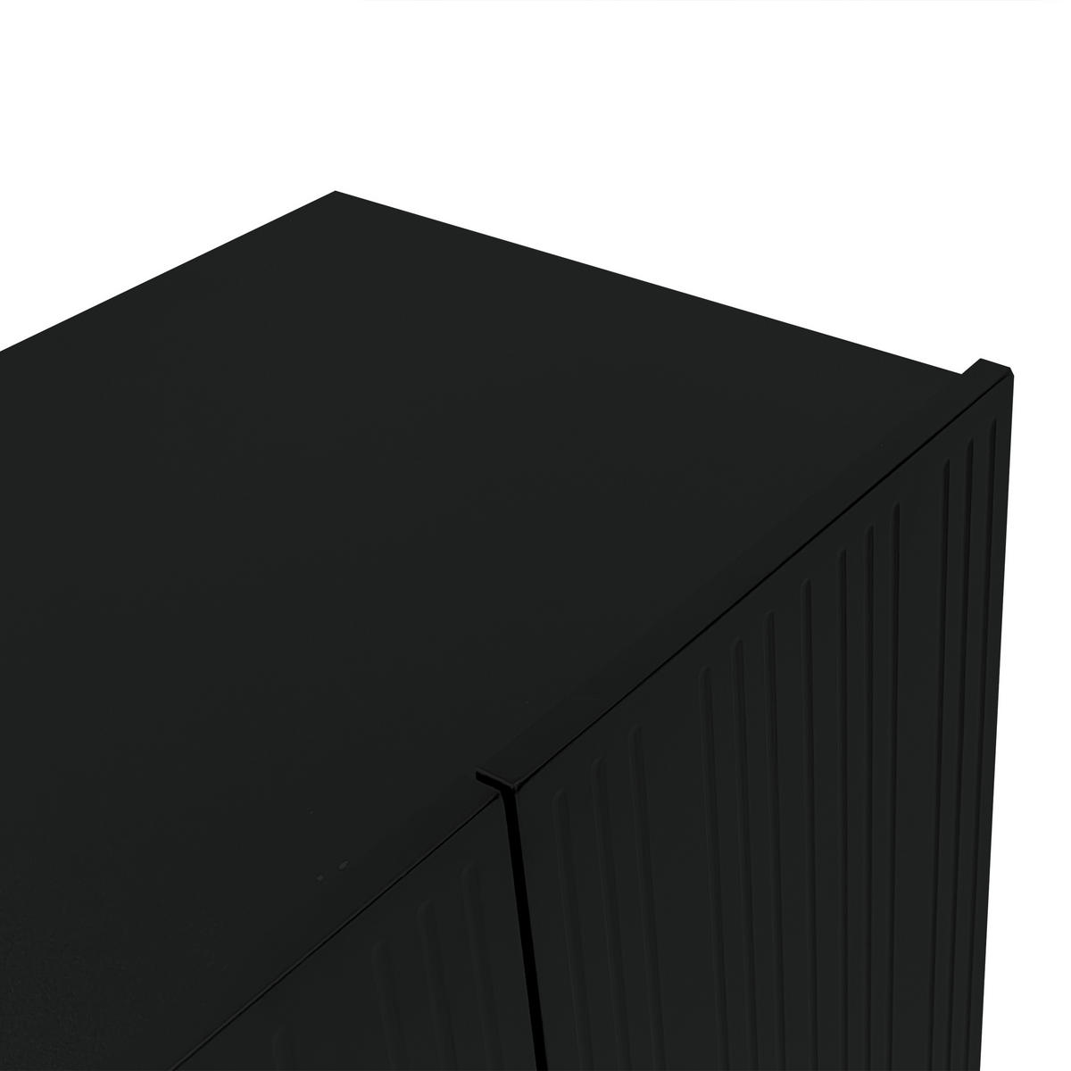 SIDEBOARD in Schwarz Tropfenförmiges Anrichte mit geformten Türen für Wohnzimmer und Esszimmer, B120/T37.5/H80.8 cm - Schwarz, Holzwerkstoff/Metall (120/80.8/37.5cm) - STILVORA