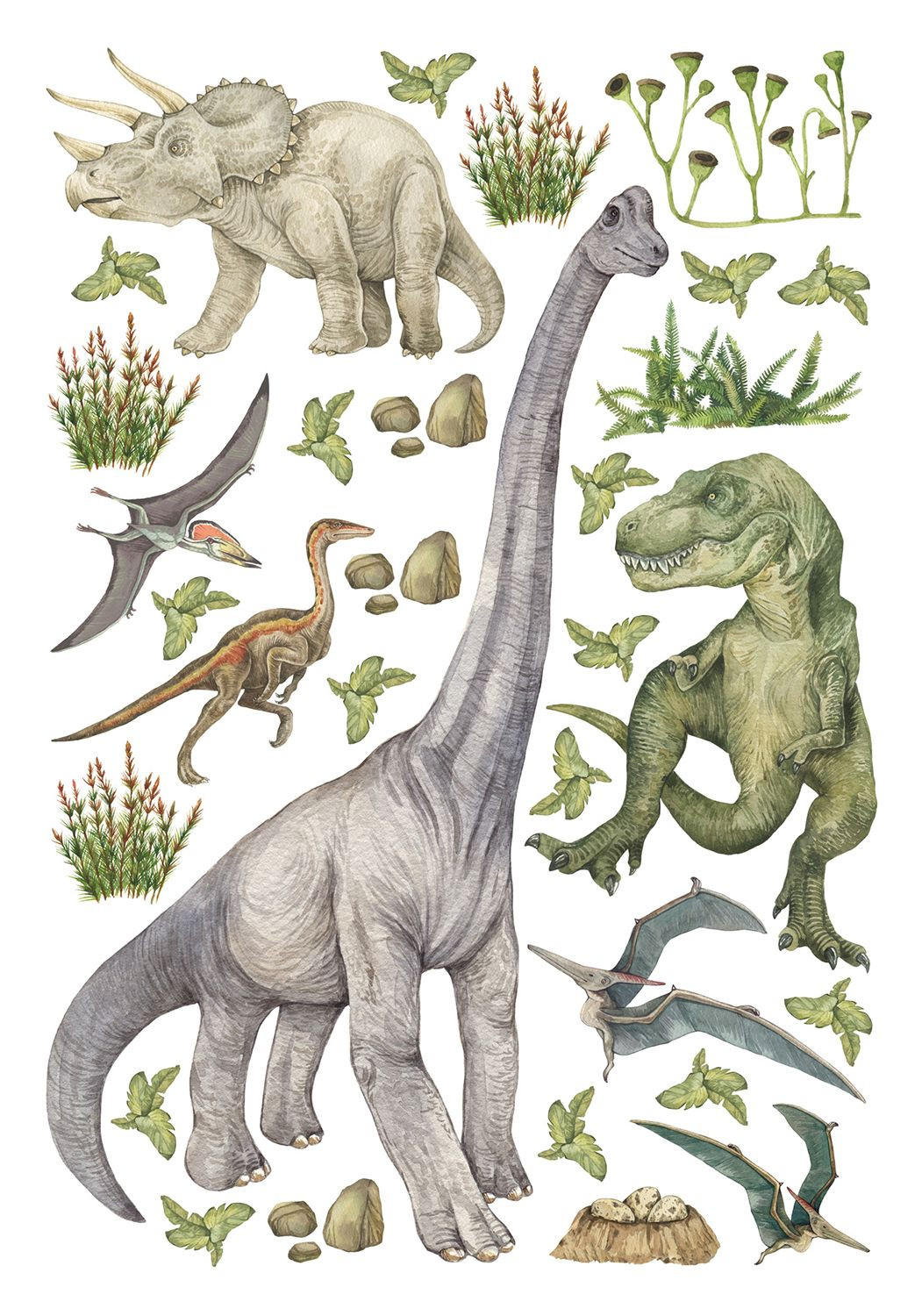 WANDTATTOO Dinosaurier 65 x 42.5 cm - Multicolor, Papier (65/42.5/42.5cm) - Sanders & Sanders
