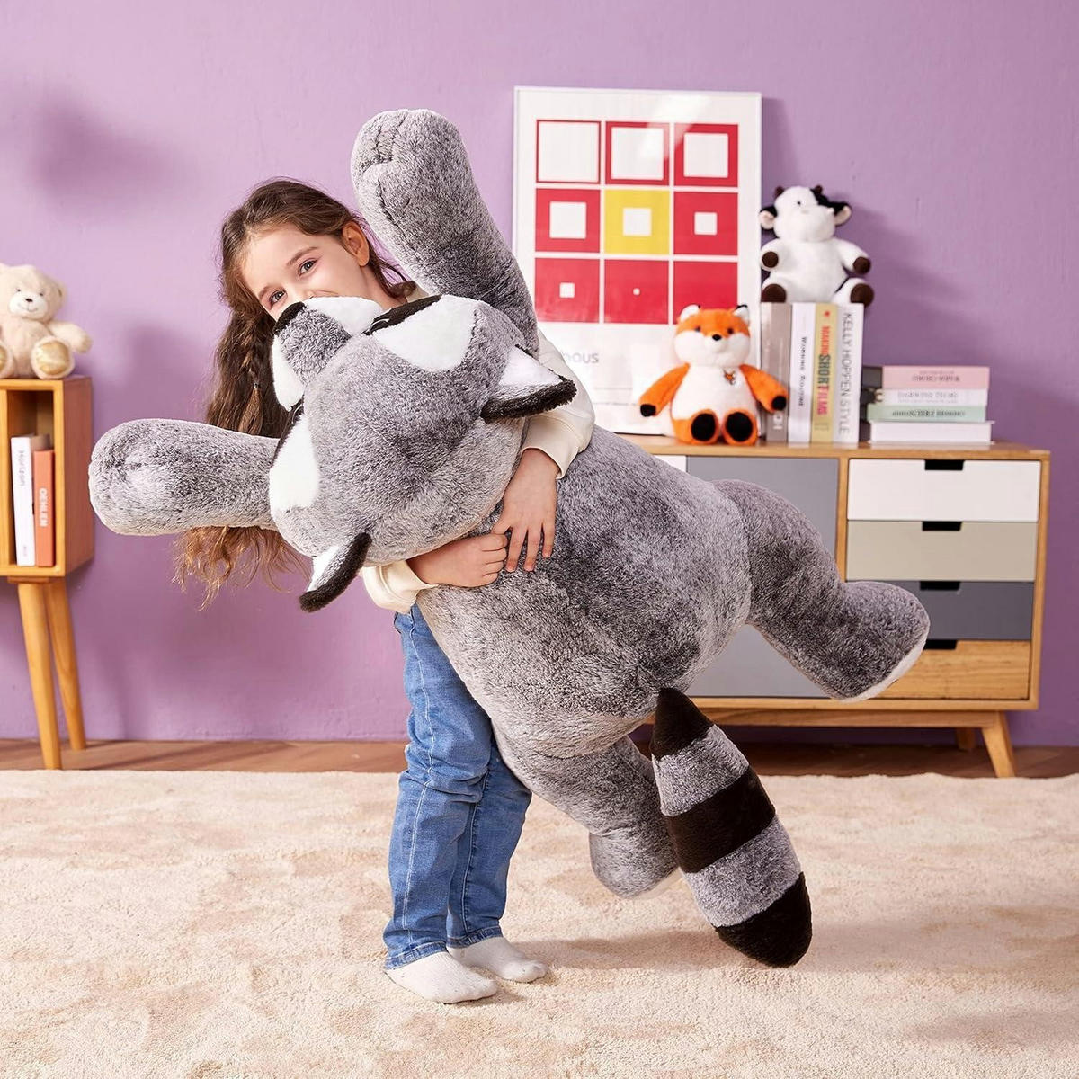 STOFFTIER Waschbär 78 cm - Grau, Textil (35.6/76.2cm)