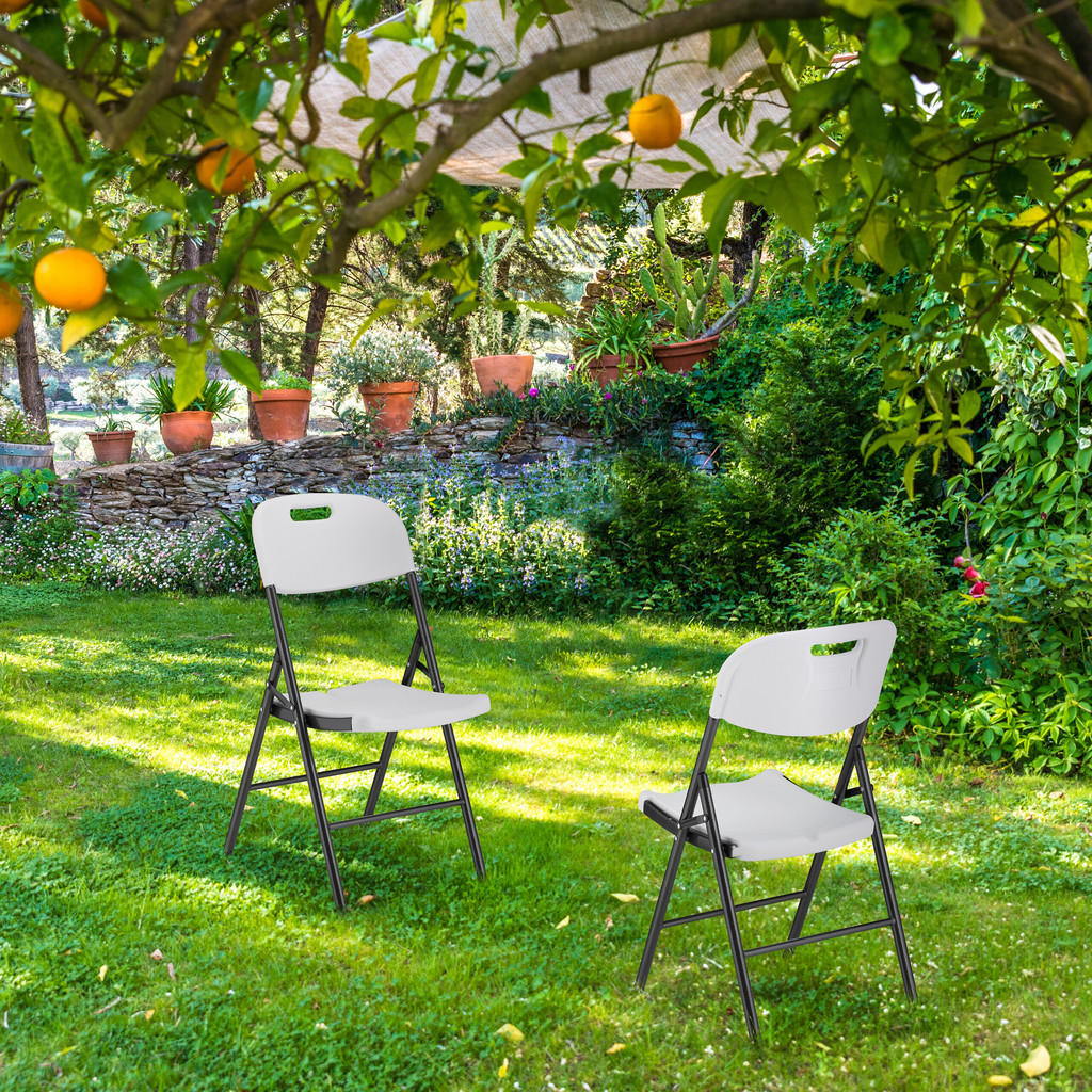 Thumbnail - Relaxdays 2Xklappstuhl, Schwarz, Kunststoff, Metall, 45x87x52.5 cm, Gartenmöbel, Gartenstühle, Gartenstühle