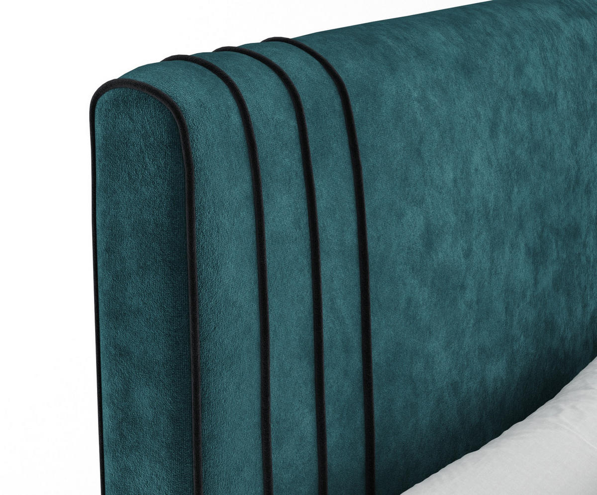 BOXSPRINGBETT Casone Türkisfarben/Schwarz 160/200 cm mit Latex-Topper - Türkis/Silberfarben, Holz/Holzwerkstoff (160/200cm) - Maison de Reve