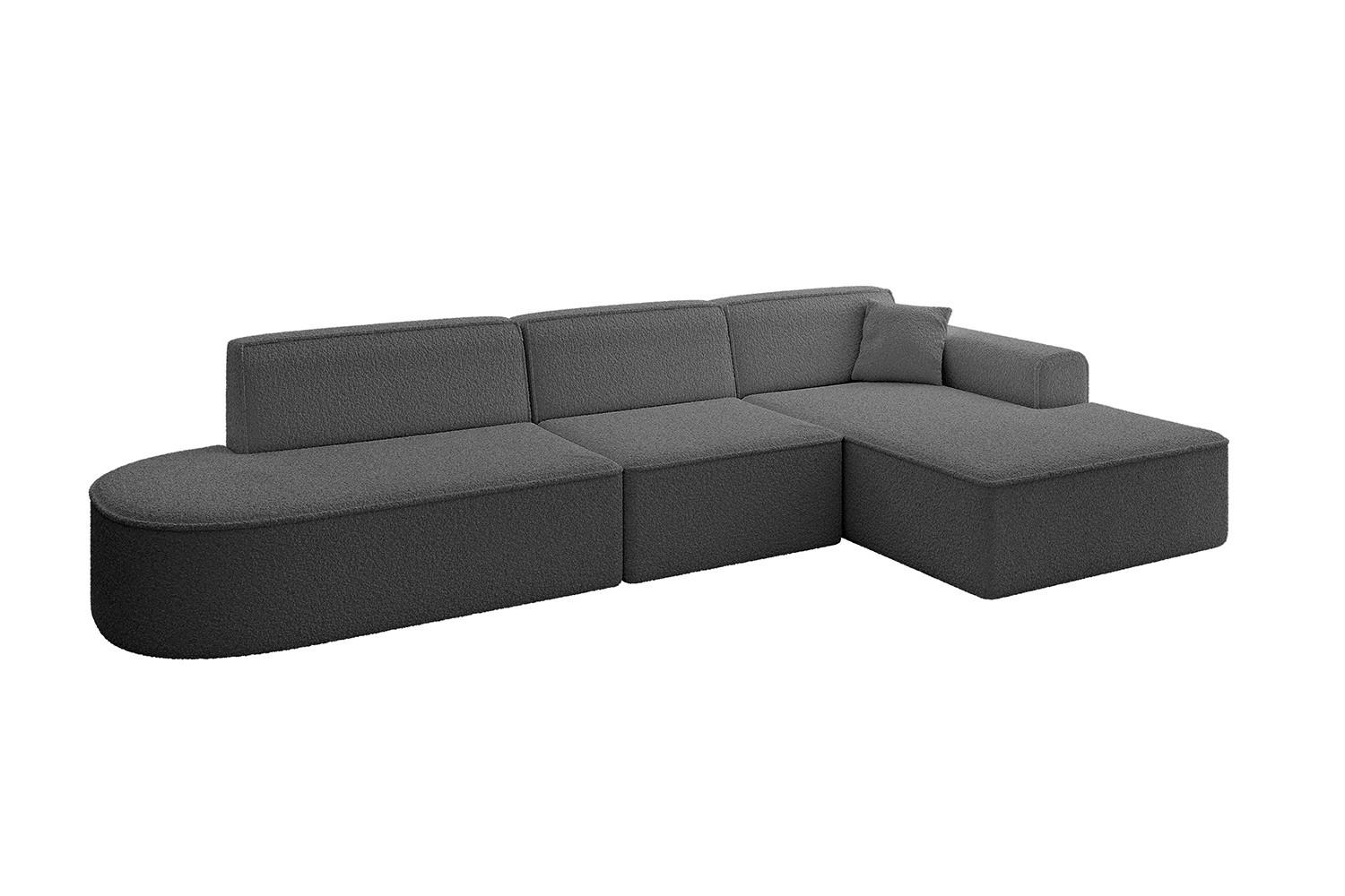 ECKSOFA Ottomane Rechts IREA-L2-v3 - 328x171x79 cm Grau - Olivgrün, Holzwerkstoff/Textil (171/328cm) - ALTDECOR