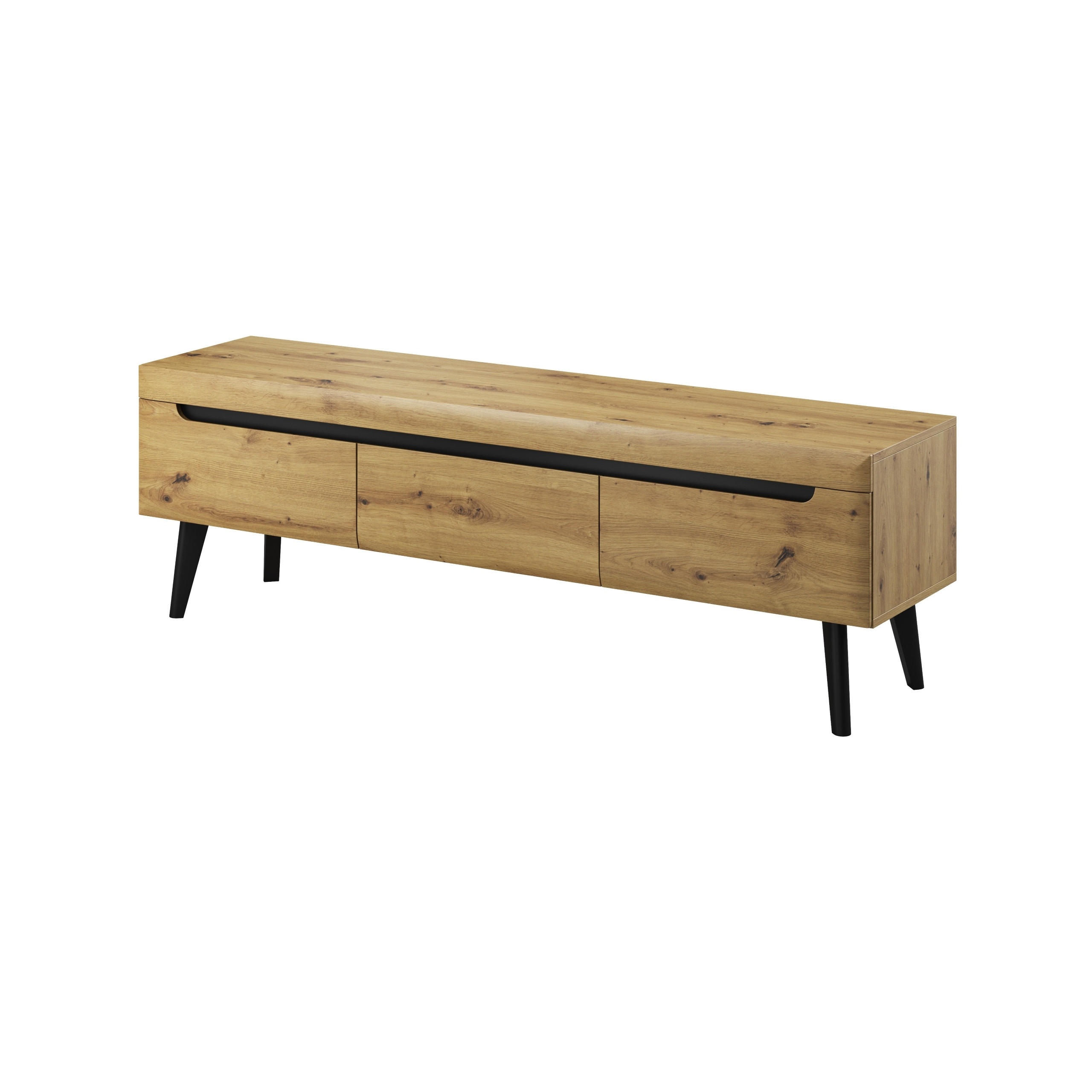 LOWBOARD NORDICO 160x40x50 cm mit 3 Schubladen Eiche Artisan - Eiche Artisan, Holzwerkstoff (160/50/40cm) - MASSENO