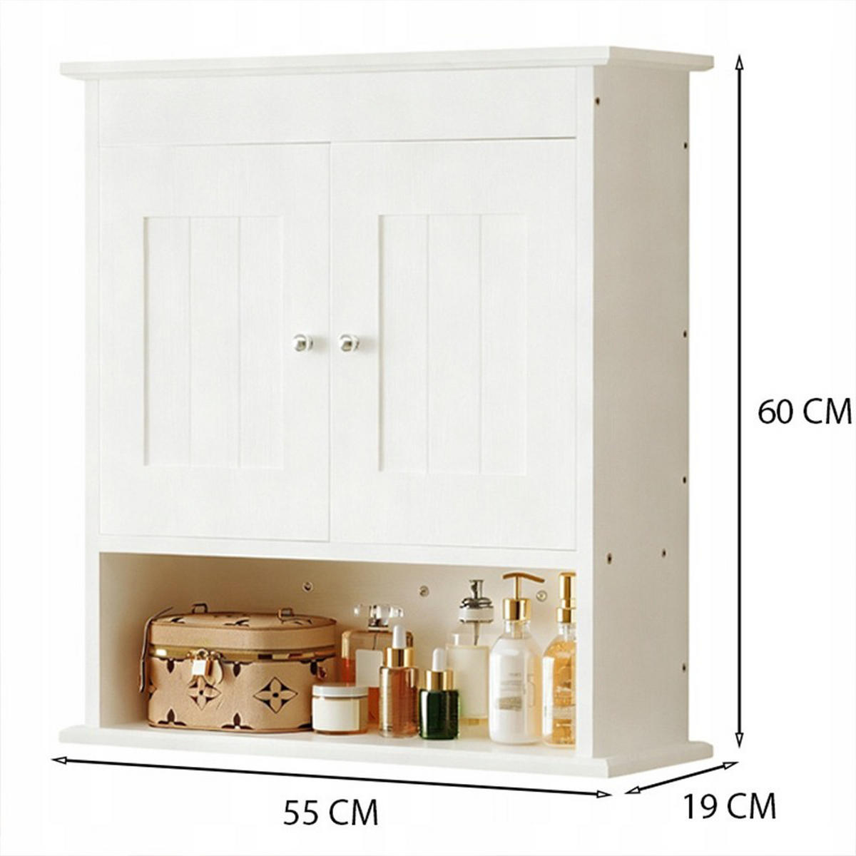 HÄNGESCHRANK, weiss 55/19/60 xm - Weiß, Holzwerkstoff (55/60/19cm)
