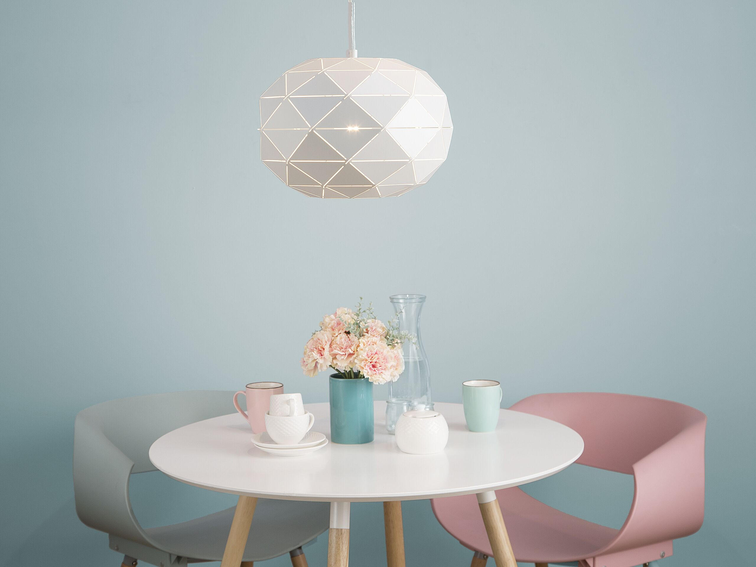 HÄNGELEUCHTE Rewa 30/30/120 cm - Weiß, Metall (30/30/120cm) - Beliani