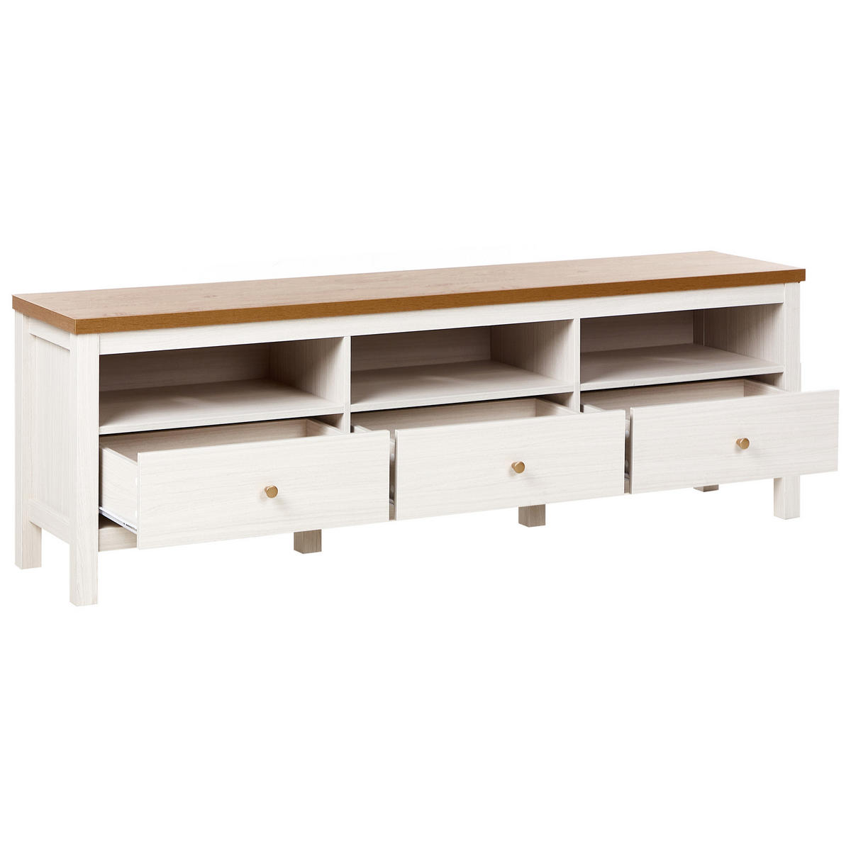 TV-MÖBEL Weiß/Braun Inverell - Weiß/Braun, Holzwerkstoff (180/58/39cm) - Beliani