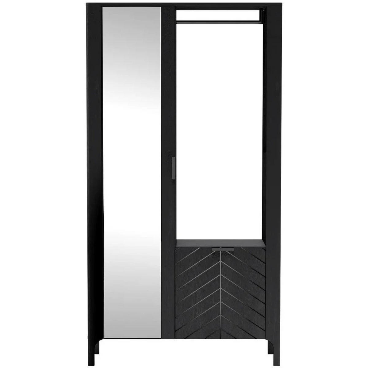 GARDEROBENSCHRANK Lume mit Spiegel, 105 cm, schwarz - Schwarz, Holzwerkstoff (105/197/33cm) - Beautysofa