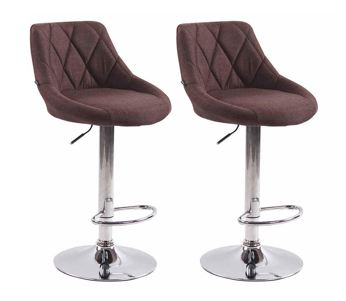 BARHOCKER 2er Set Stoff braun - Chromfarben/Braun, Textil/Metall (46/83/49cm) - CLP
