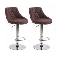 BARHOCKER 2er Set Stoff braun - Chromfarben/Braun, Textil/Metall (46/83/49cm) - CLP