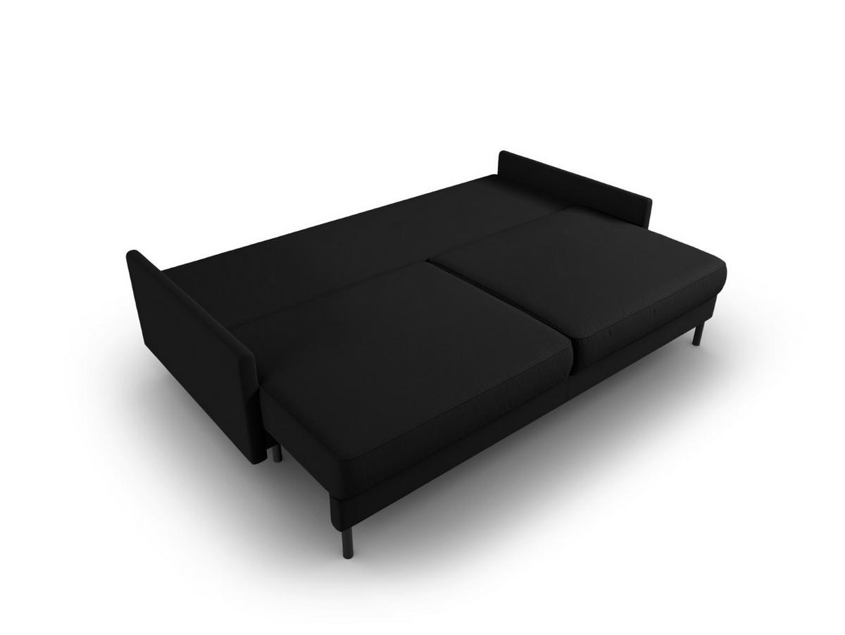 AUSKLAPPBARES-SOFA mit Bettkasten Scott aus strukturiertem Stoff schwarz 3 Sitzplätze - Schwarz, Textil (97/87/212cm) - Micadoni