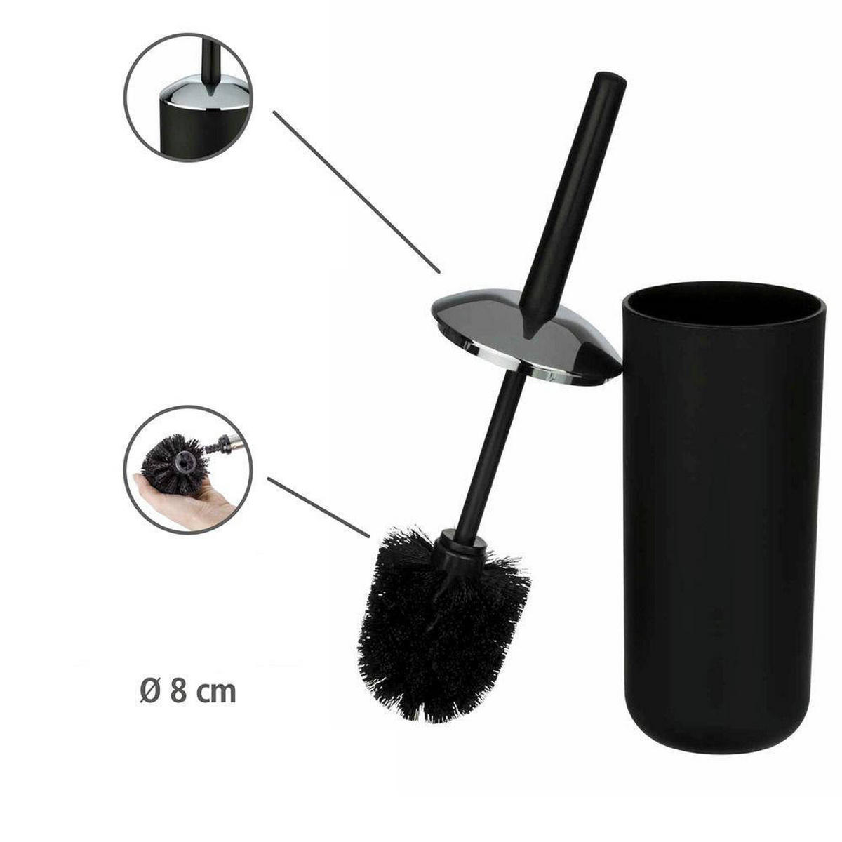 BÜRSTENBEHÄLTER Brasil Black 10/10/37 cm - Schwarz, Kunststoff (10/37/10cm) - Wenko