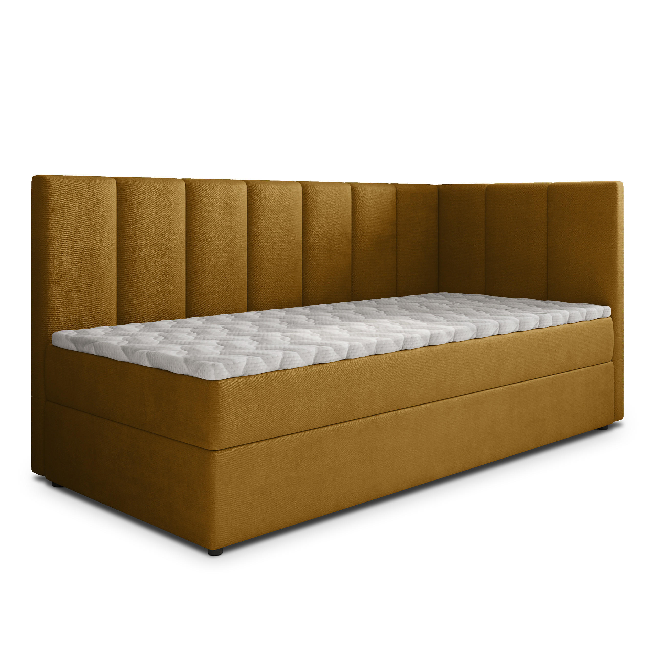 MASSENO AMERICKÁ POSTEL BEVE 80x200 cm, s matrací a úložným prostorem, žlutá