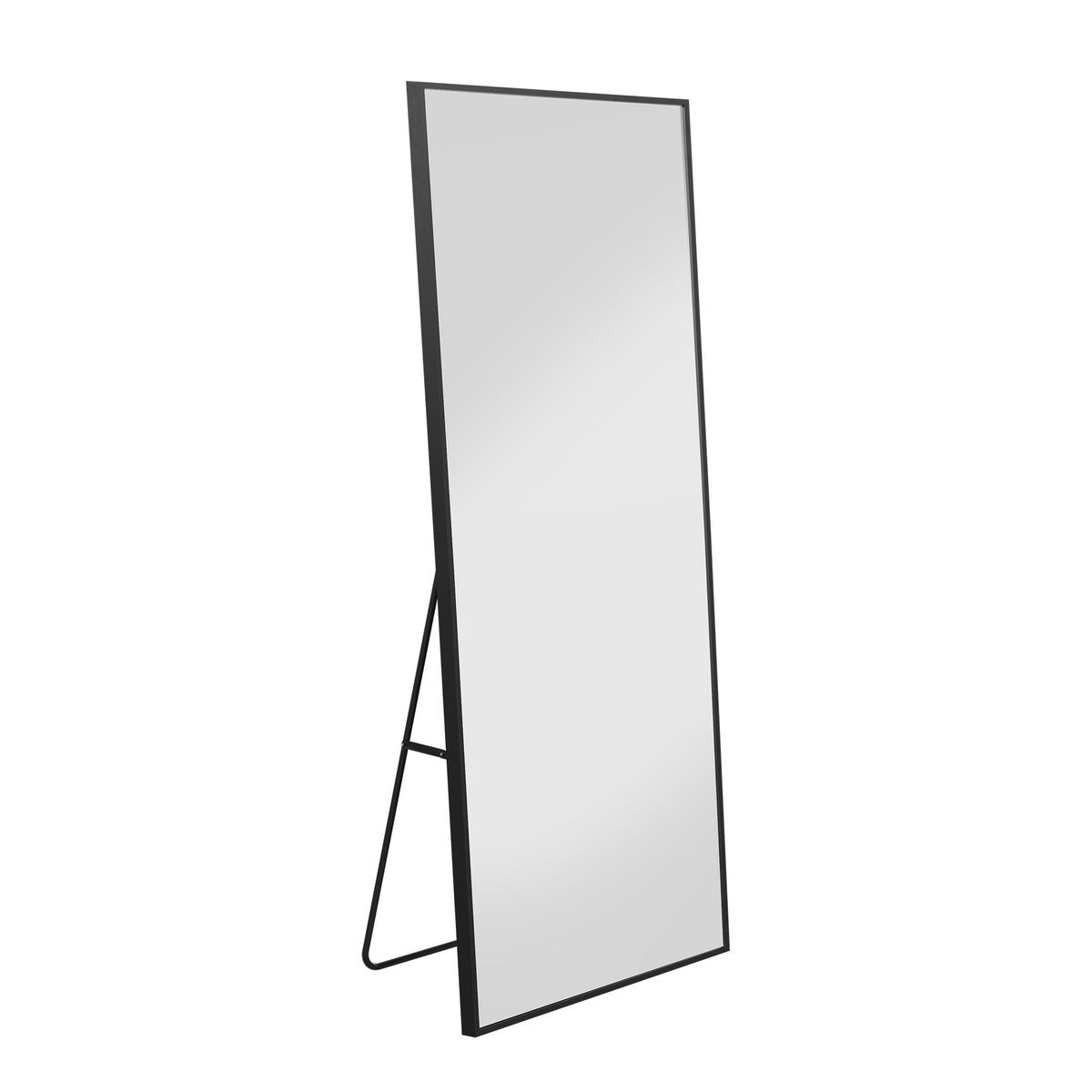 STANDSPIEGEL 177 x 77 cm, freistehend/wandmontiert, Ankleidespiegel, schwarz - Schwarz, Glas/Metall (77/177/3cm) - WoodenAura