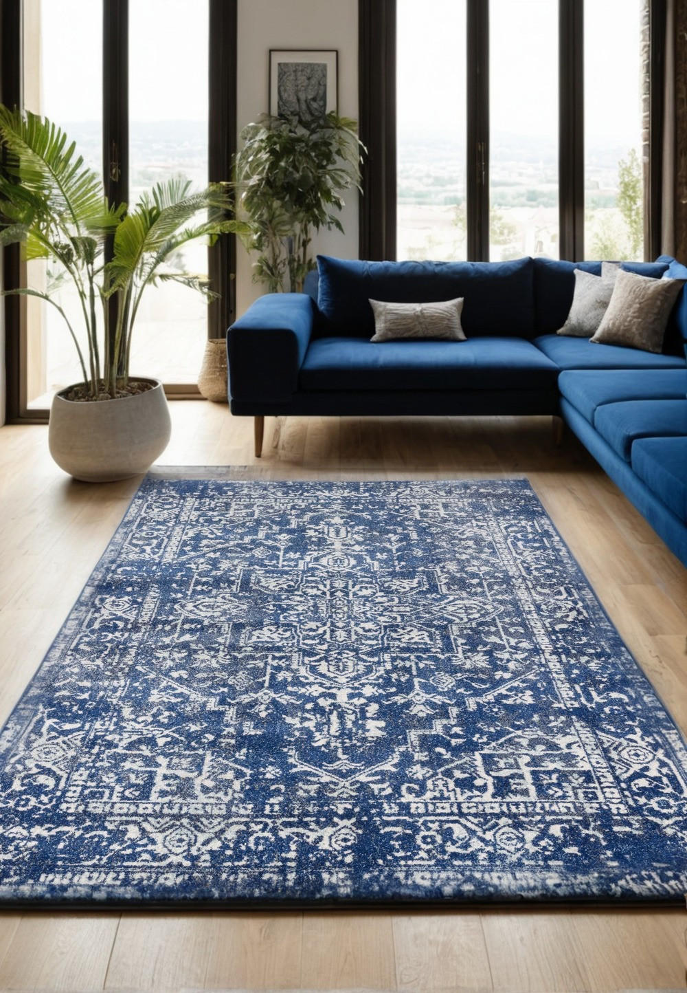 TEPPICH Kunstfaser kurzflor vintage orientalisch LODI-Lambro, Dunkelblau 120x170 cm - Dunkelblau, Textil (120/170cm) - KADIMA DESIGN