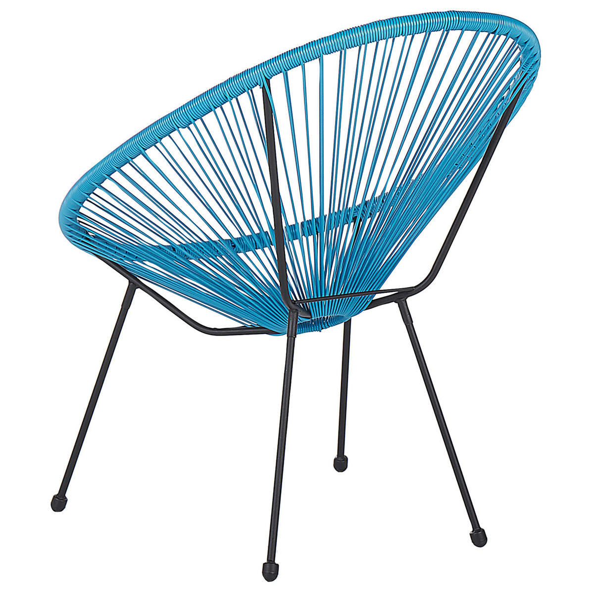 RATTANSTUHL Kunststoff blau 70 cm Acapulco II - Blau/Schwarz, Kunststoff (70/87/90cm) - Beliani