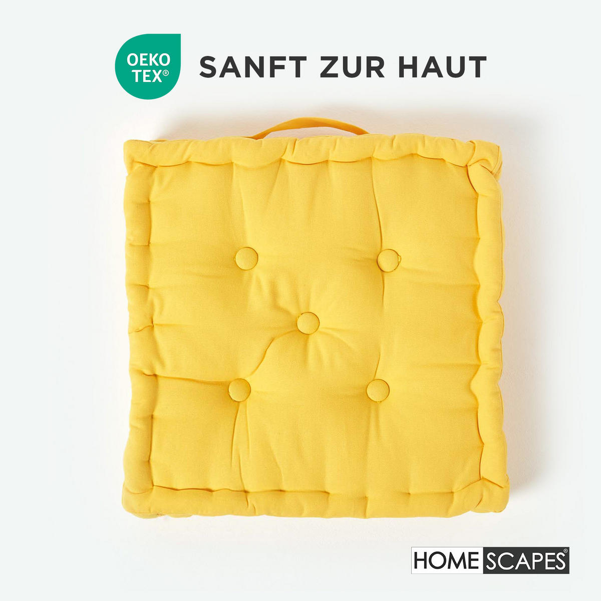 SITZKISSEN gelb 40/40/8 cm – Bodenkissen unifarben - Gelb, Textil (40/40/8cm) - Homescapes