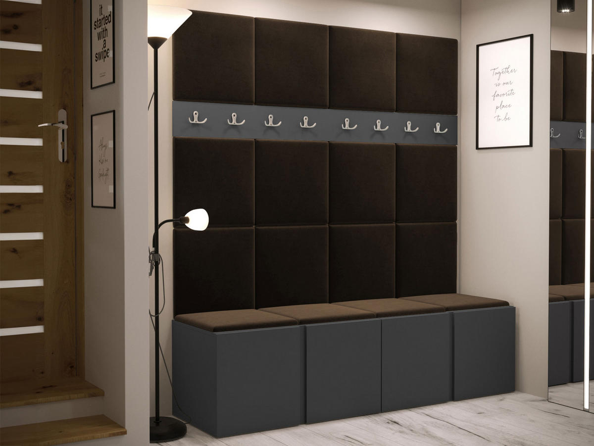 GARDEROBEN-SET Orion V - Graphitfarben/Braun, Holzwerkstoff/Kunststoff (168/186/46cm) - MIRJAN24