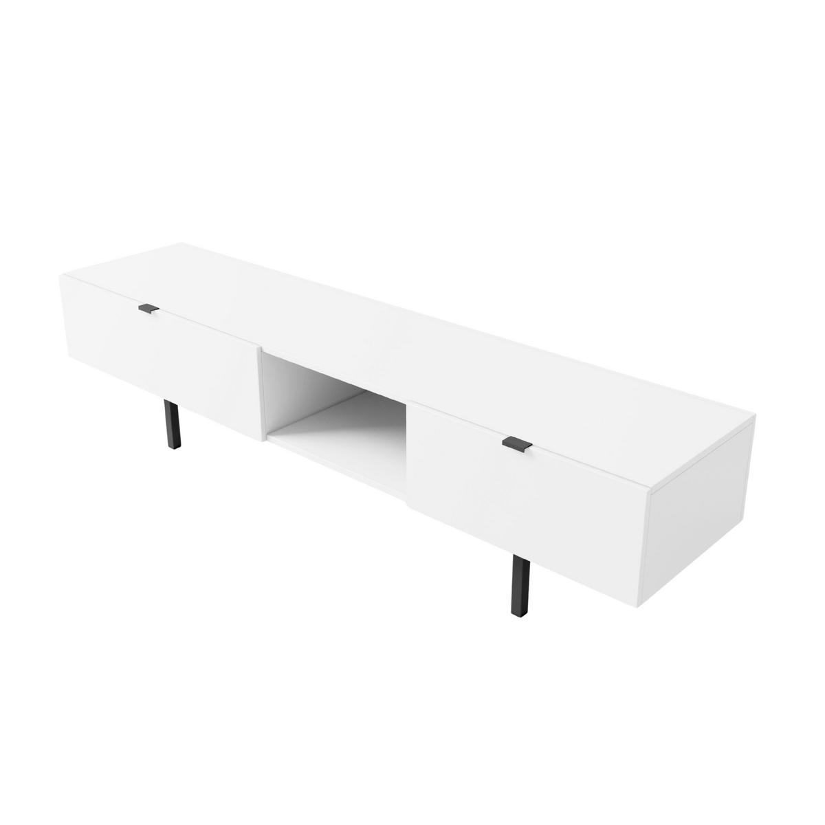 LOWBOARD Myway, Weiß, 1 Schublade, Minimalistisch, 180 cm - Schwarz/Weiß, Holzwerkstoff/Metall (180/41.6/41.6cm) - Skandica